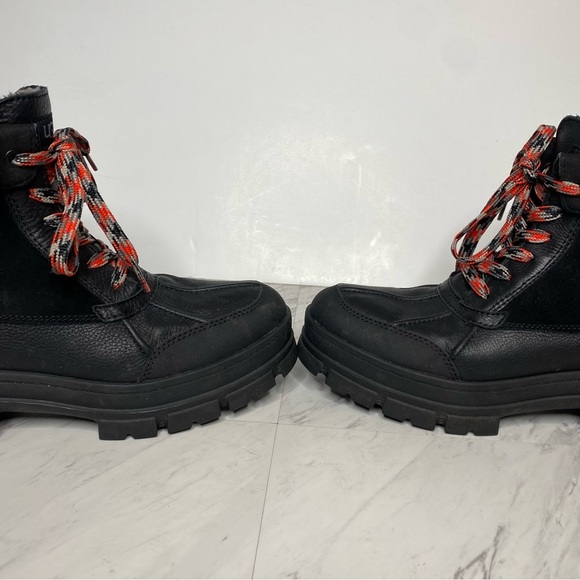 UGG Ashton Addie Black Fur Cuff Lace Up Lug Sole Boot 11 - Picture 10 of 16